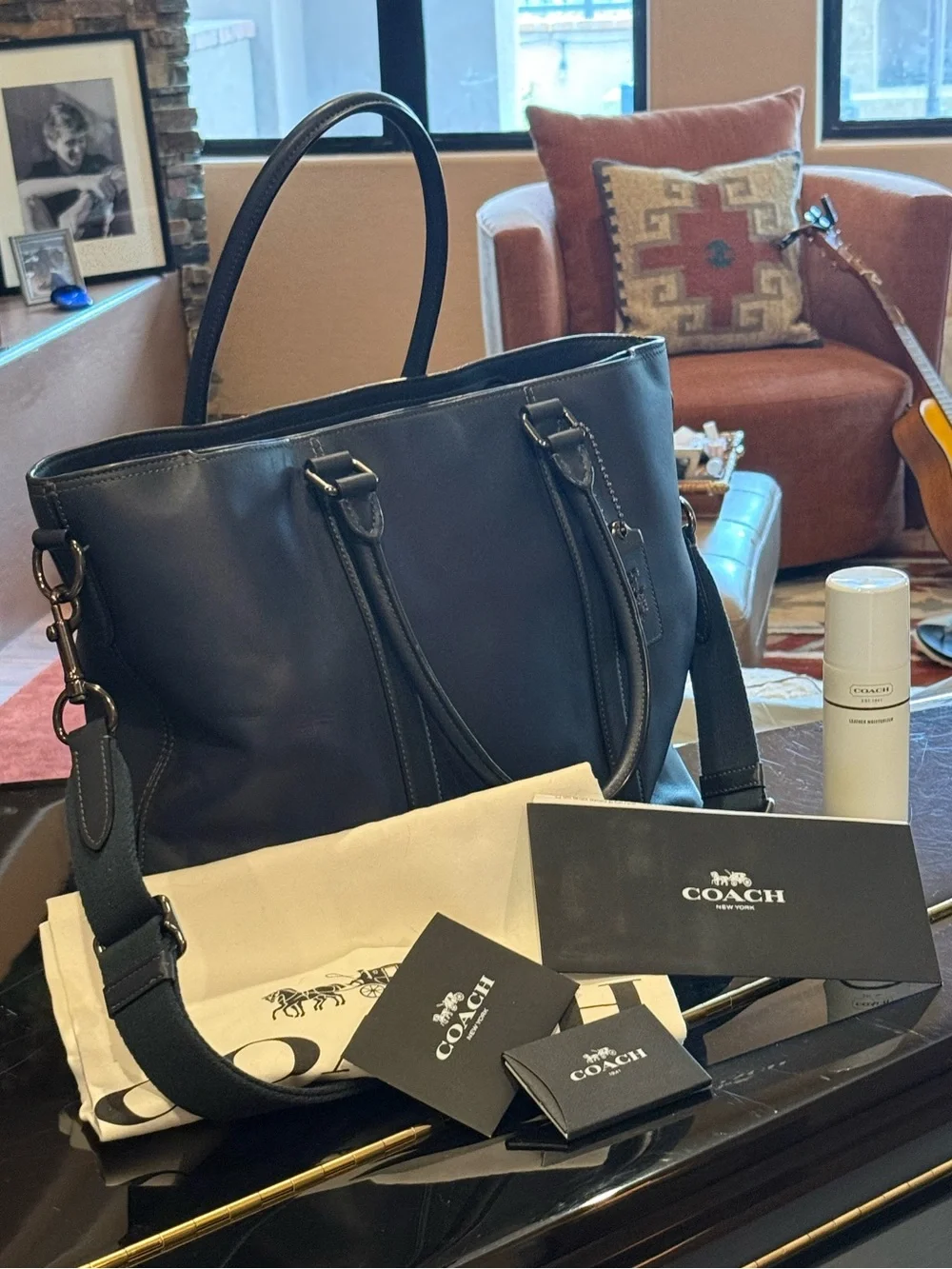 Coach Metropolitan Tote 55364 Midnight Navy Glovetanned Leather orig $650 + xtra